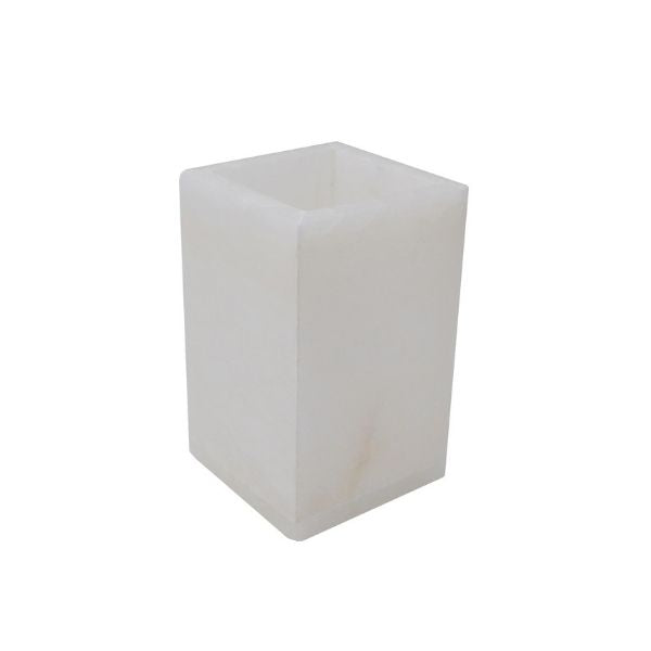 Pot de rangement pour crayons carré 3 po x 4 po albâtre