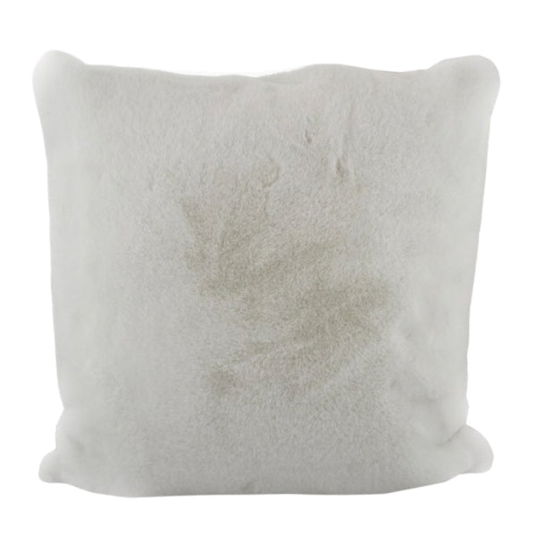 Coussin 18 po x 18 po en fausse fourrure de lapin blanc
