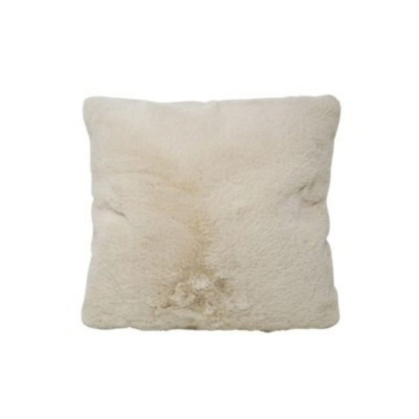 Coussin 45 cm x 45 cm fausse fourrure de lapin beige