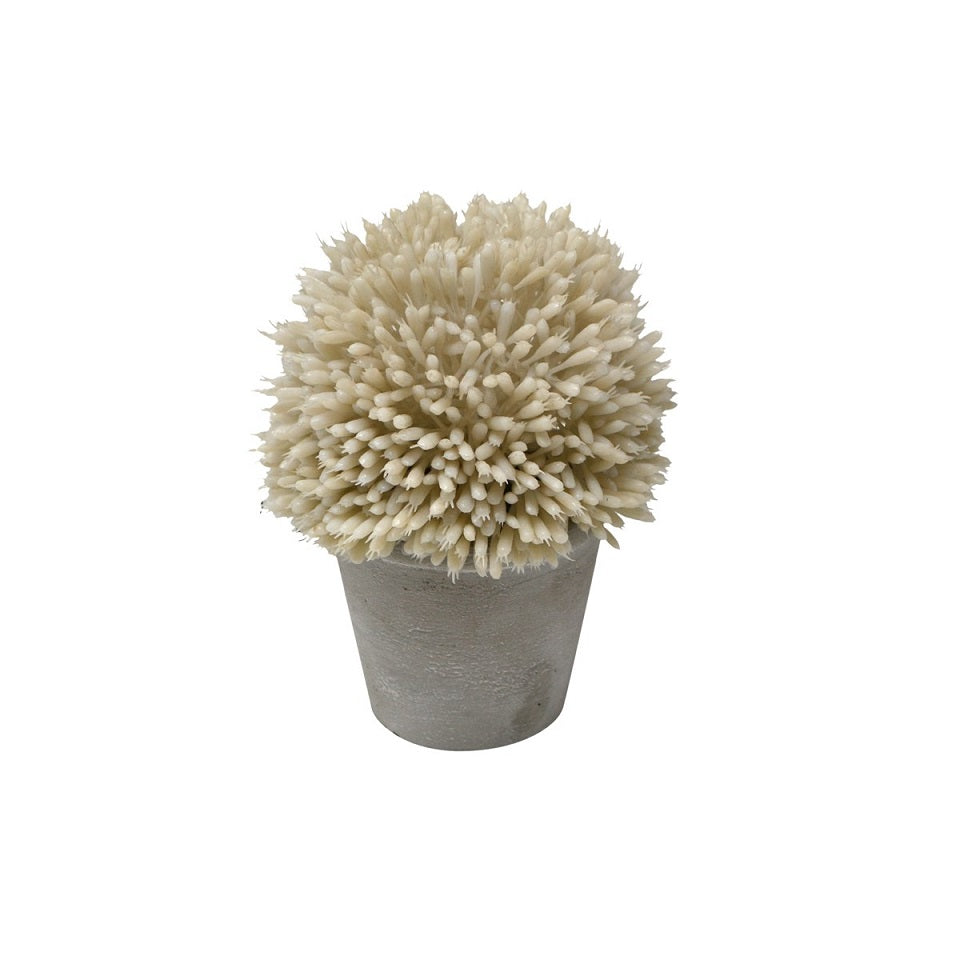Plante artificielle fleur d'oignon beige 4 po x 5 po dans un pot en ciment