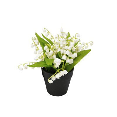 Bouquet de muguets artificiel 20 cm x 20 cm x 18 cm dans un pot