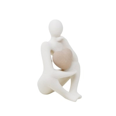 Personnage rêveur 8,9 cm x 8,7 cm x 14 cm blanc avec coeur
