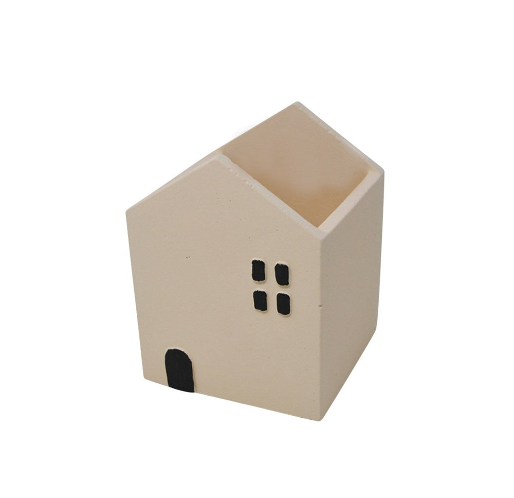 Cache-pot 4,75 po x 6 po maison beige