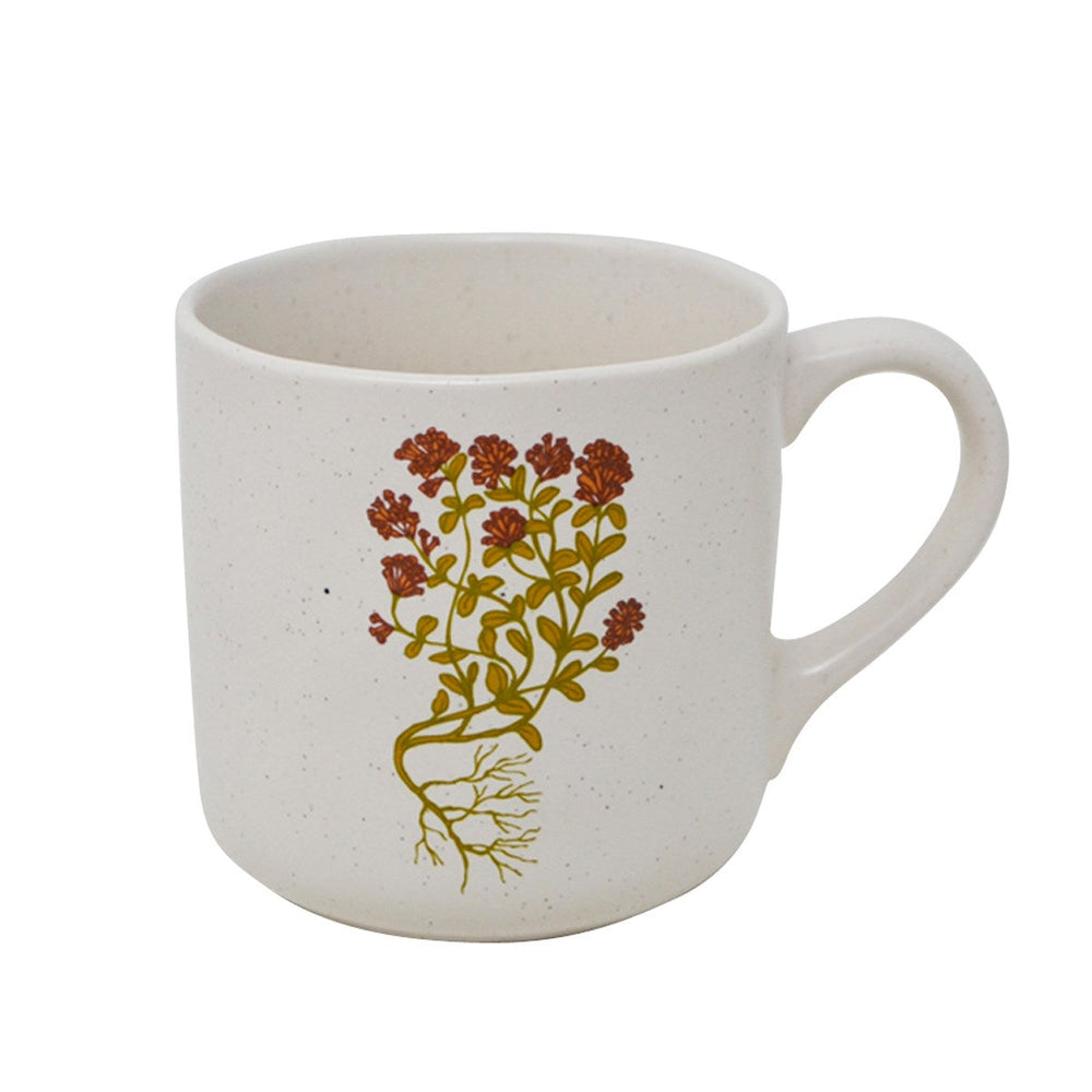 Tasse 350 ml blanche avec fleurs aquilegia