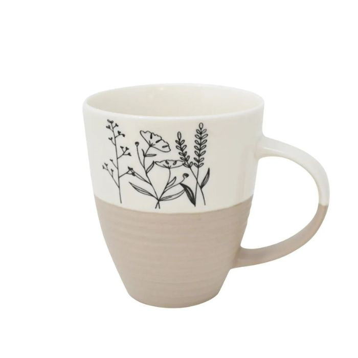 Tasse à café 320 ml Fleurs avec bas beige