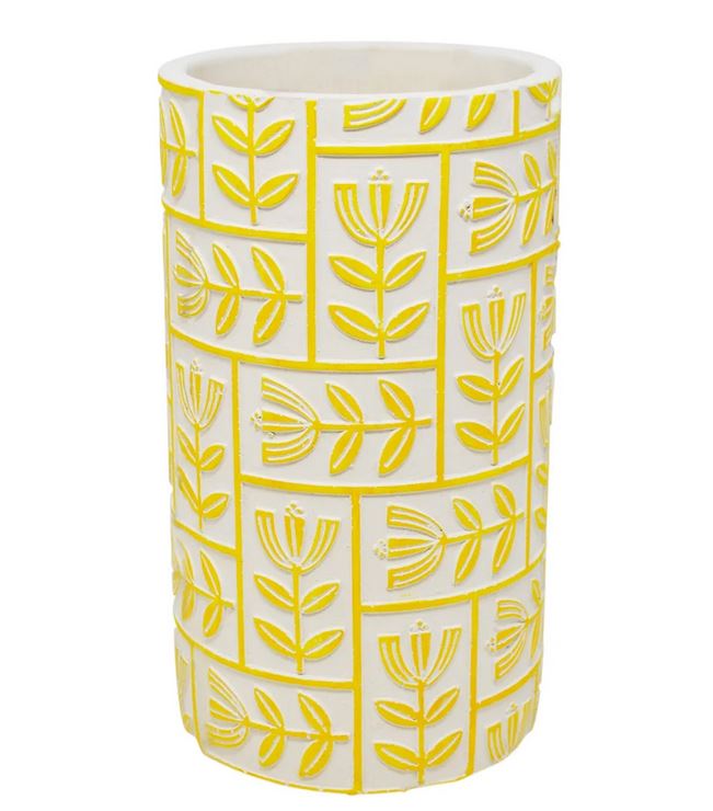 Vase Heredia 12,5 cm x 12,5 cm x 2 cm blanc et jaune
