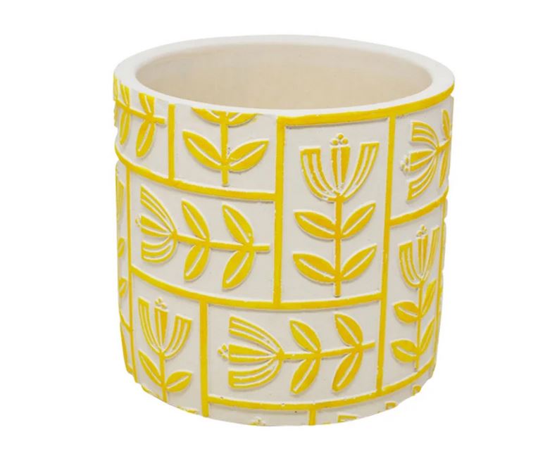 Vase Heredia 11 cm x 11 cm x 10 cm blanc et jaune