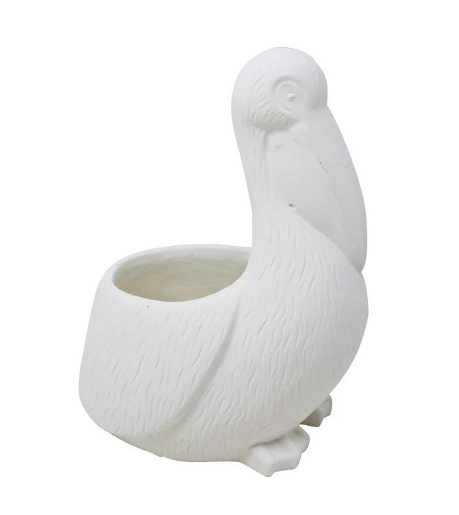 Cache-pot en forme de pélican 7,75 po x 5,75 po x 9,75 po blanc