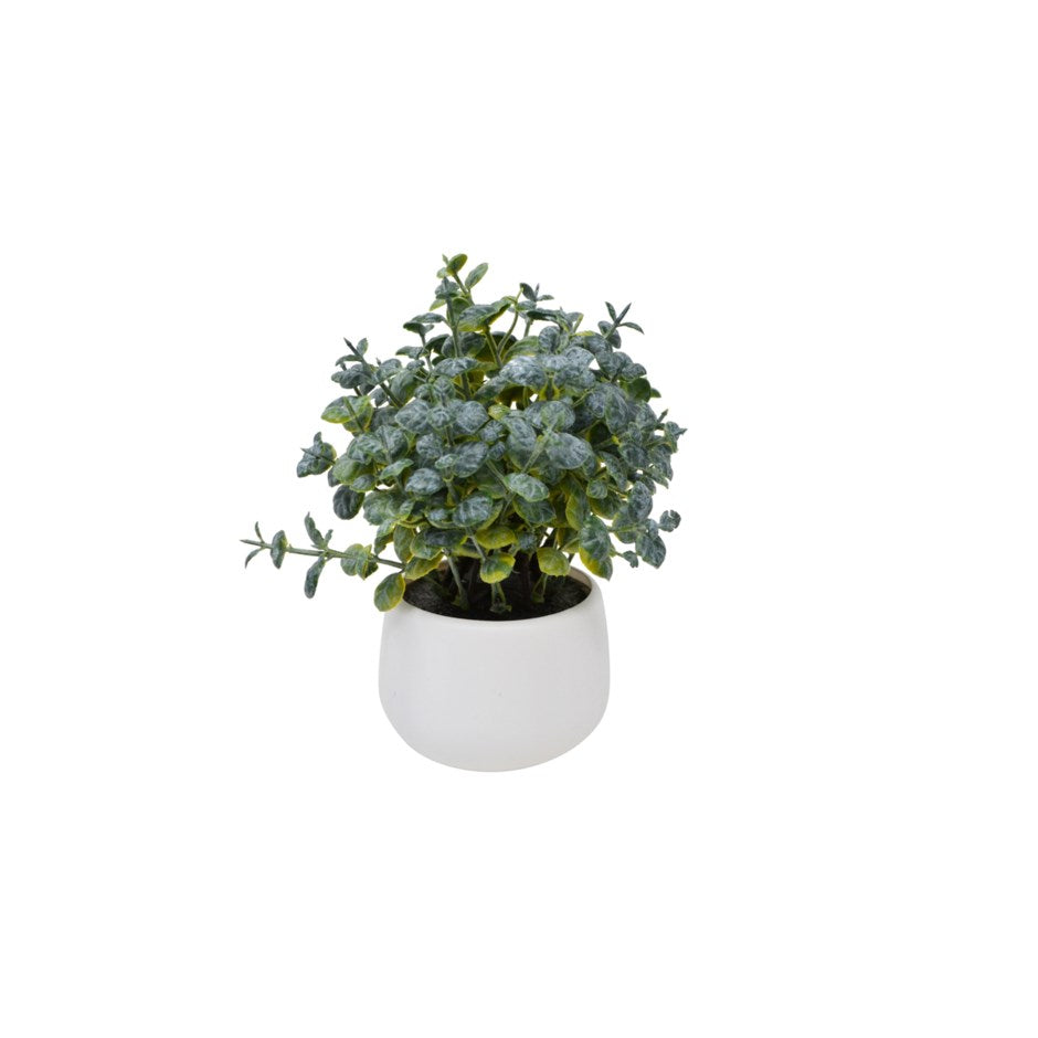 Plante verte artificielle dans un pot blanc 4 po x 8 po