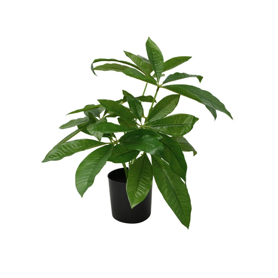 Plante artificielle feuille verte dans un pot noir 4 po x 16 po pachira