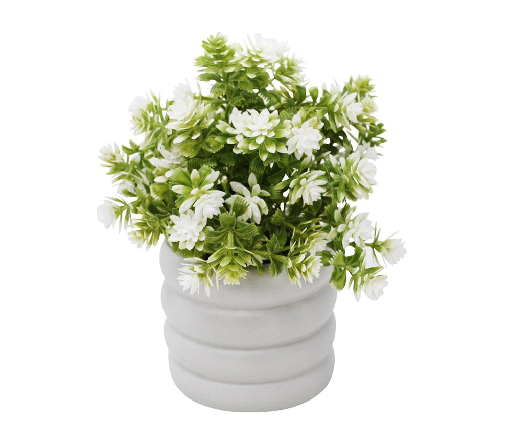 Plante thym blanc artificiel 3 po x 6 po dans un pot
