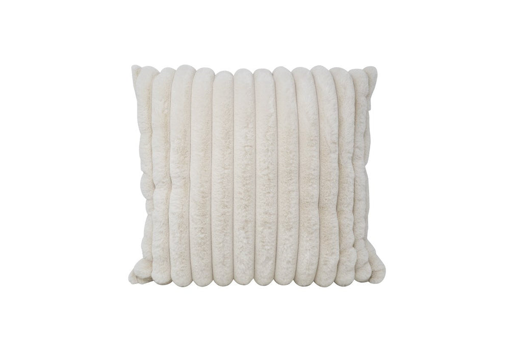 Coussin 18 po x 18 po en velours côtelé blanc