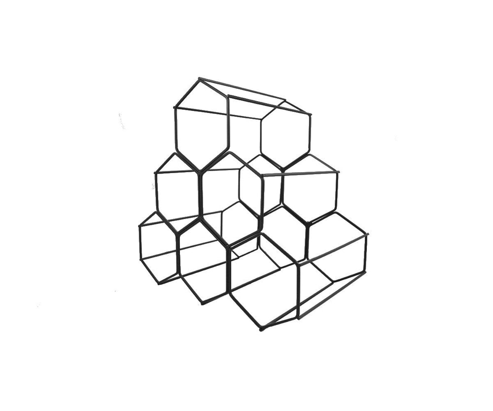 Support en métal pour 6 bouteilles de vin hexagonal 12 po x 8 po x 11 po noir