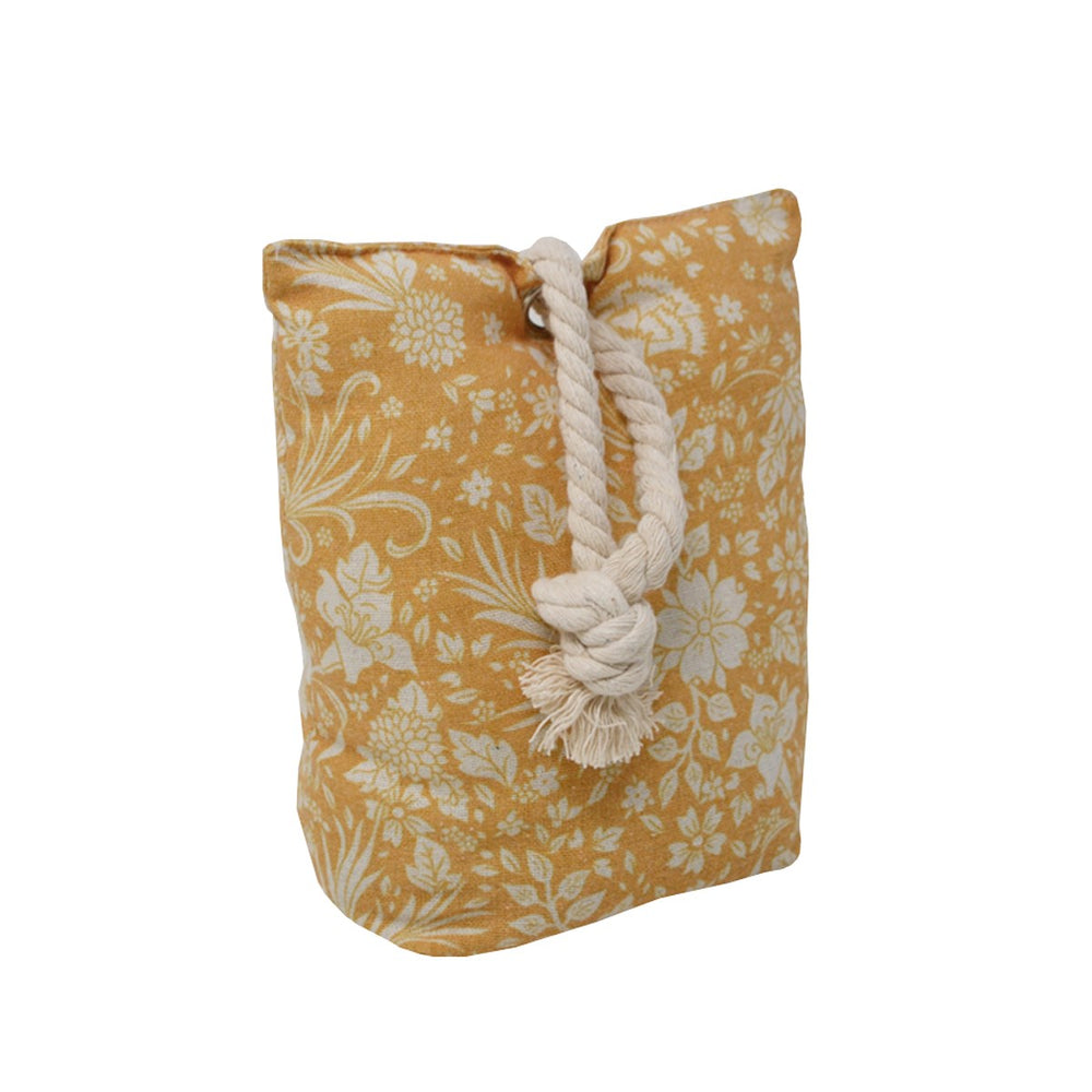 Butoir de porte 8 po jaune motif de feuille beige