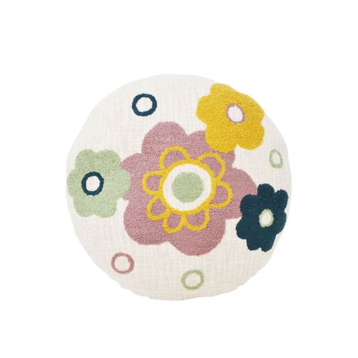 Coussin rond 15 po fleurs