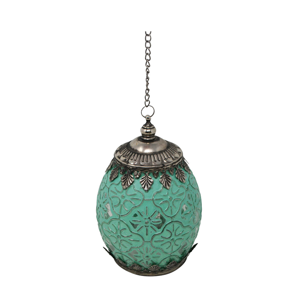 Lanterne 4 po x 4 po x 5,7 po Kalasin turquoise DEL