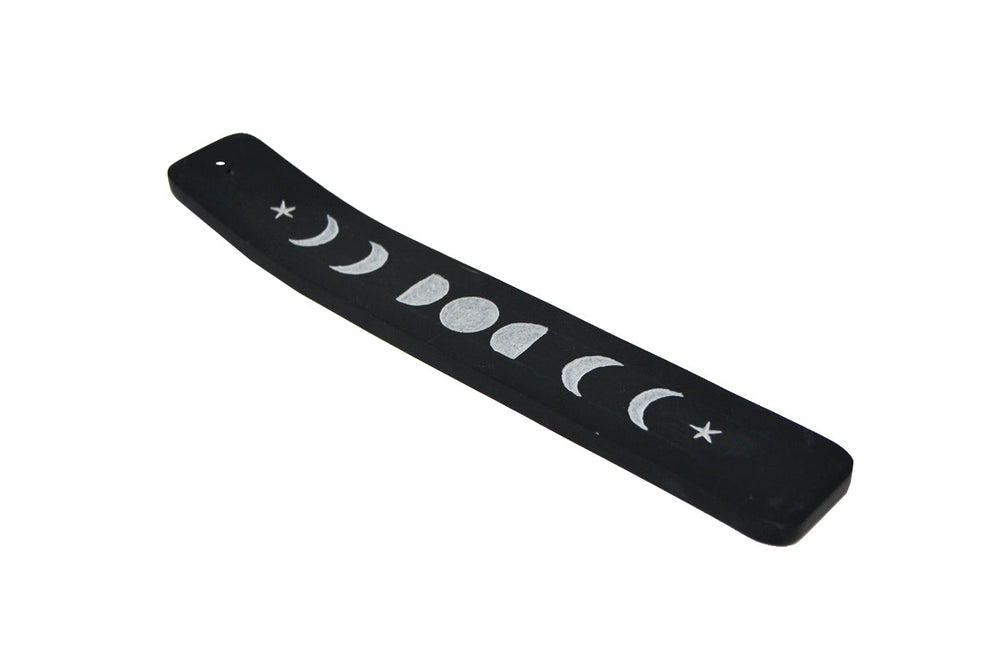 Brûleur pour Bâtons d'encens en pierre noire avec phase de la lune