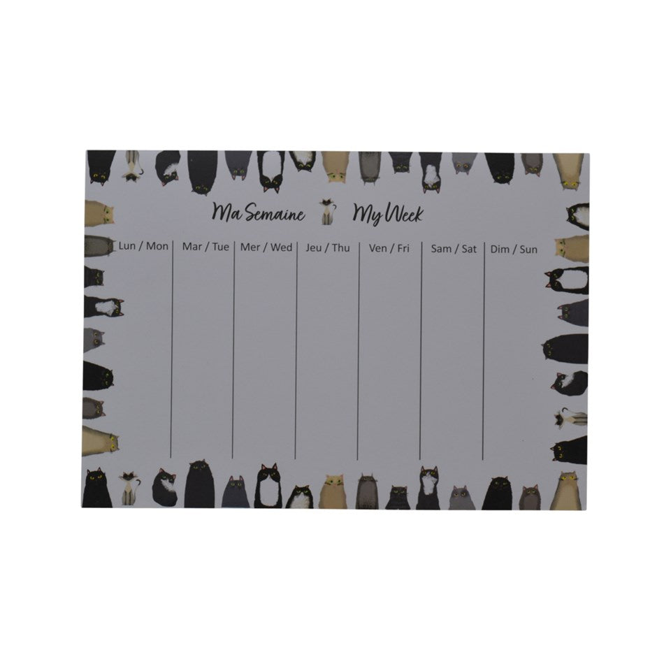 Planificateur de semaine 8,5 po x 11,5 po 52 pages famille de chats