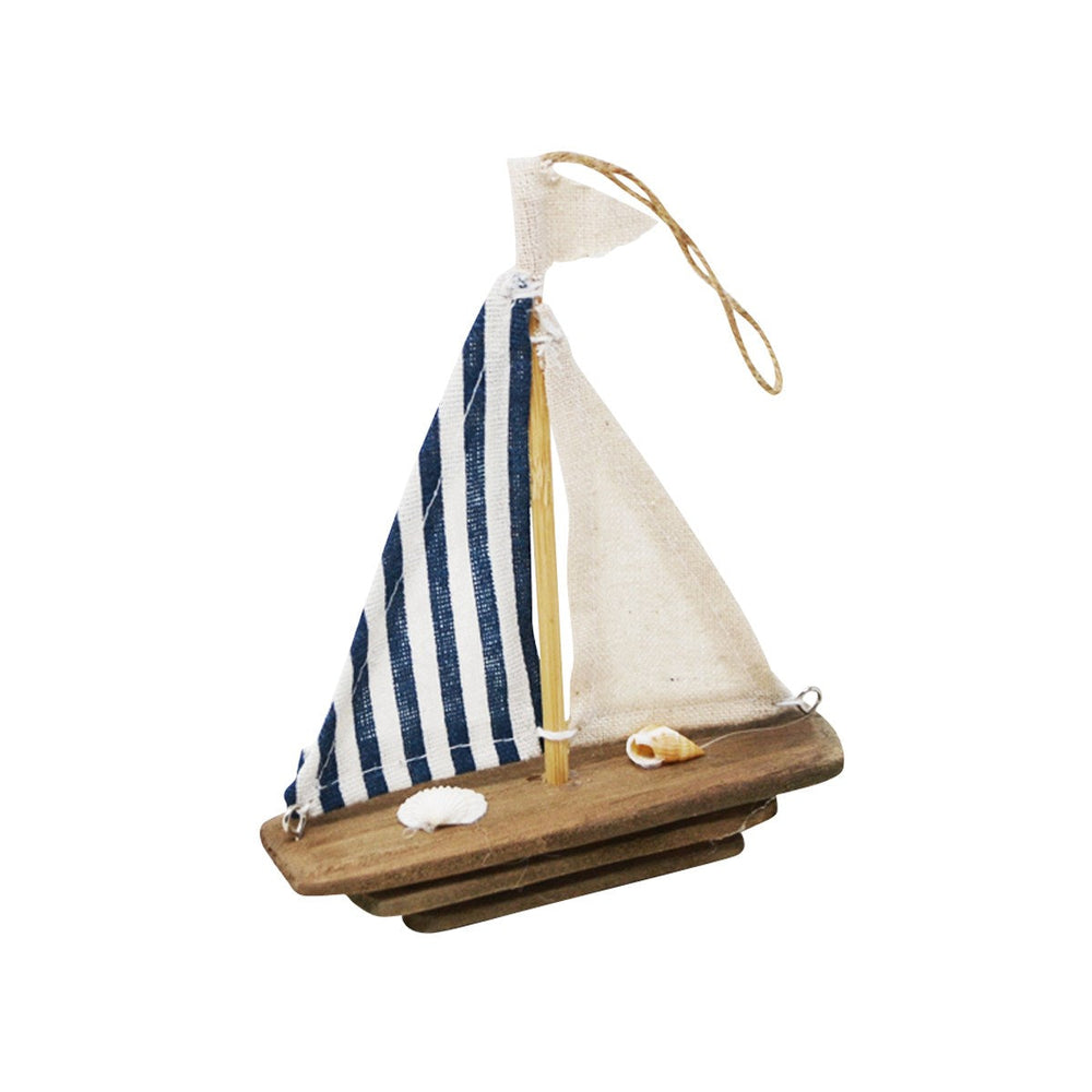 Ornement voilier à voile lignée bleue 6 po