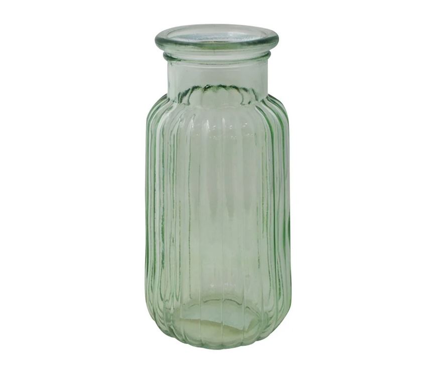 Vase en verre 11 cm x 11 cm x 22 cm vert