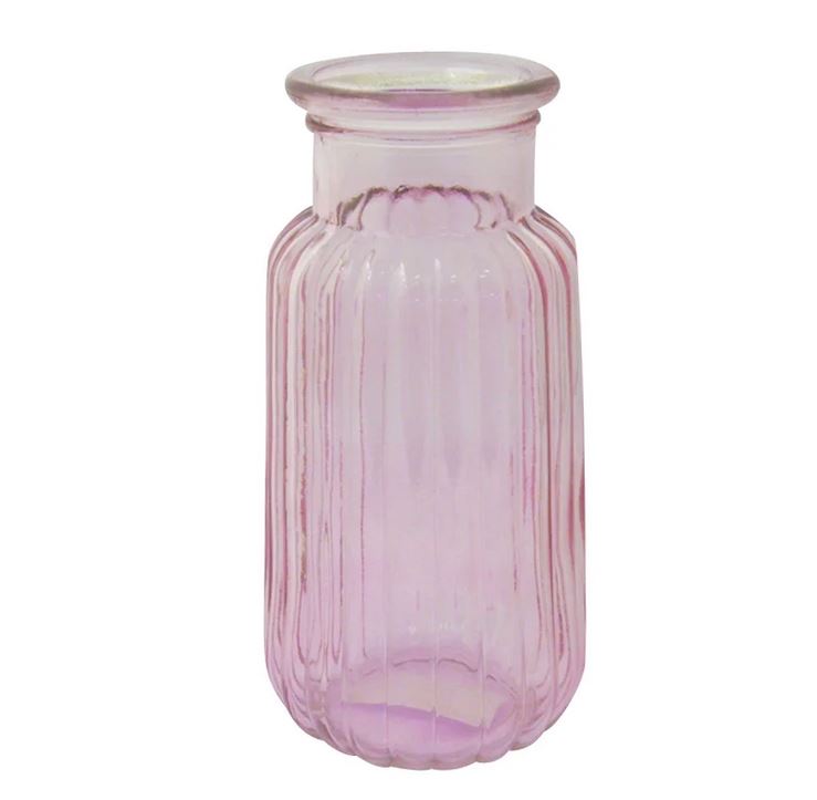 Vase en verre 11 cm x 11 cm x 22 cm rose
