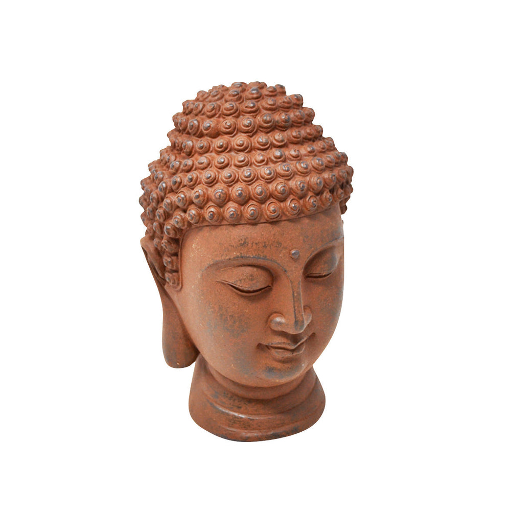Tête de bouddha décorative 6 po x 6 po x 9,5 po terracotta