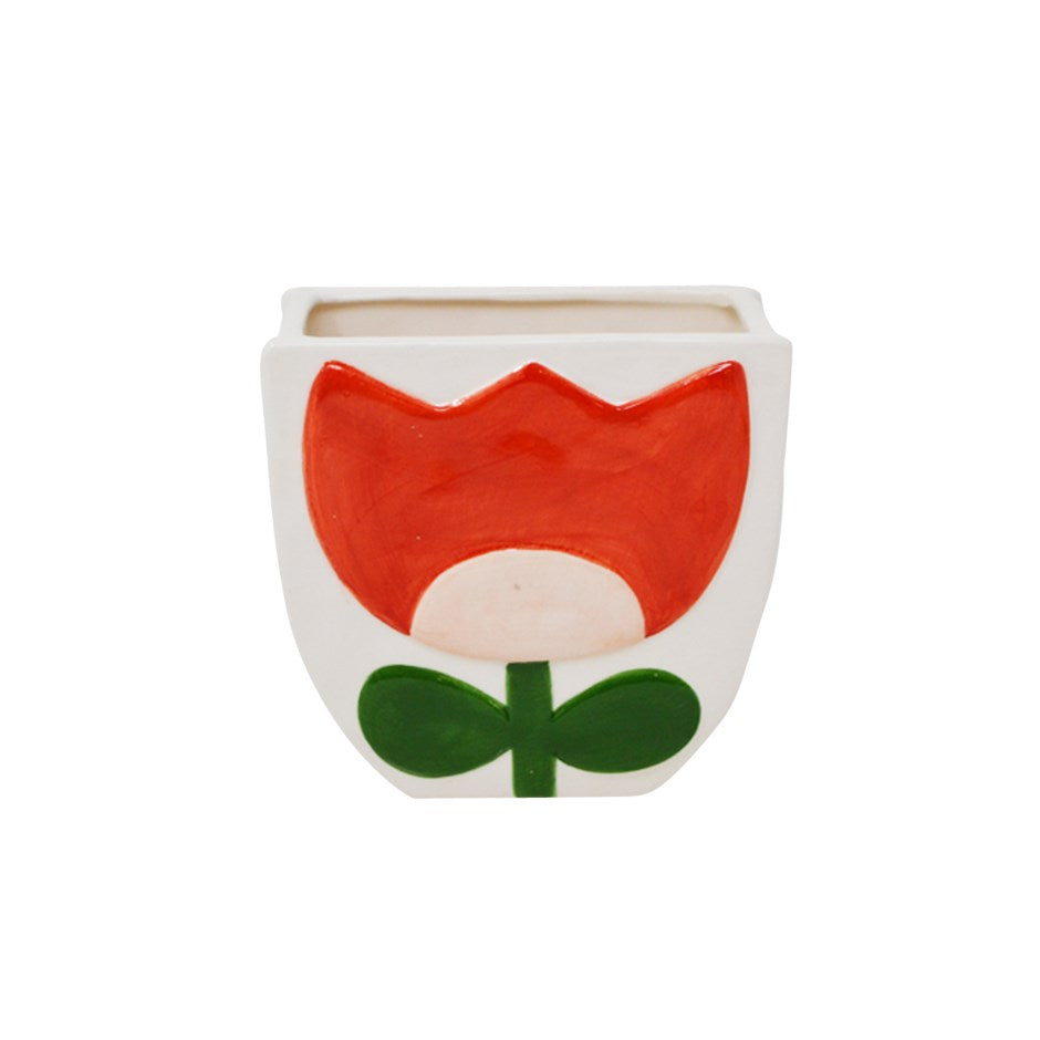 Vase 4,5 po x 2,5 po x 4,5 po tulipe rouge
