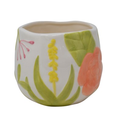 Cache-pot 10,5 cm x 10 cm x 6,5 cm fleuri