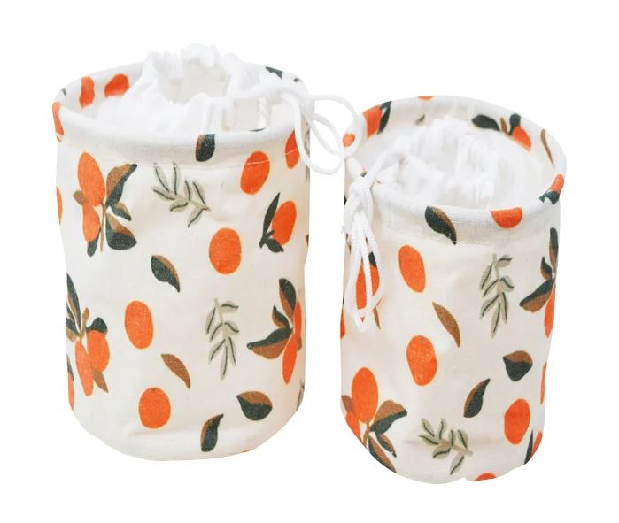 Panier-sac avec cordes 18 cm x 15 cm oranges