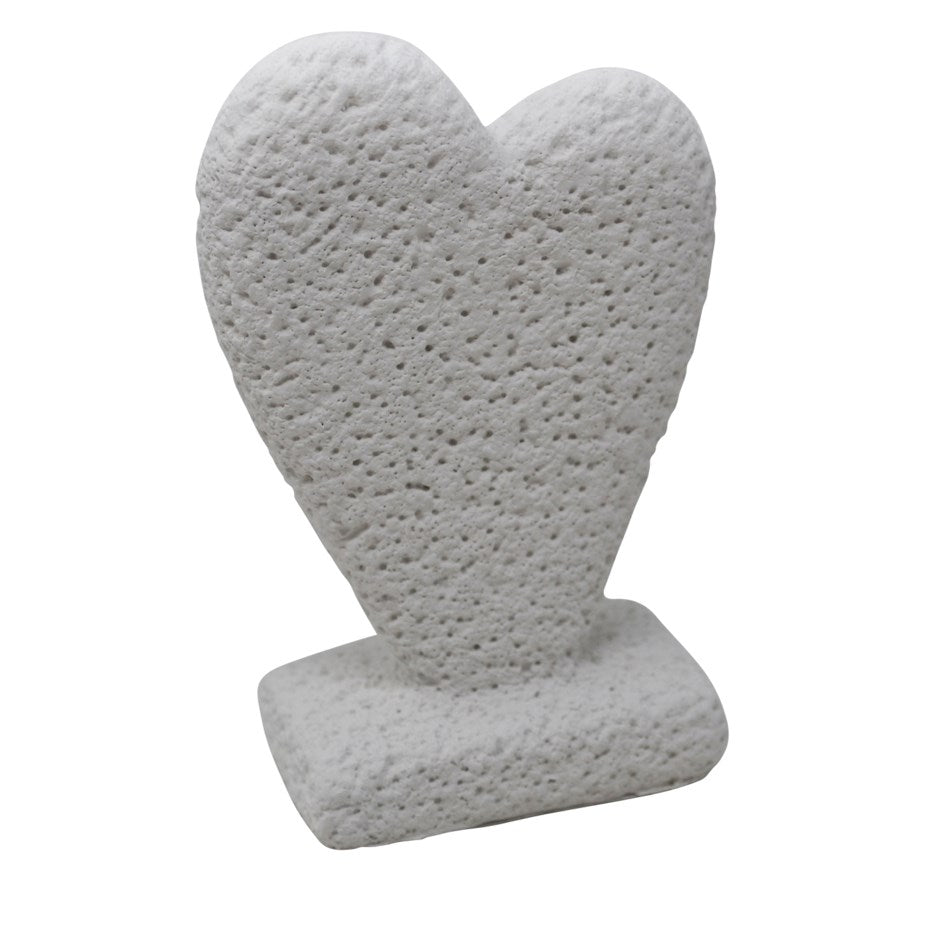 Coeur en ciment sur base 3 po x 1,5 po x 4,5 po blanc