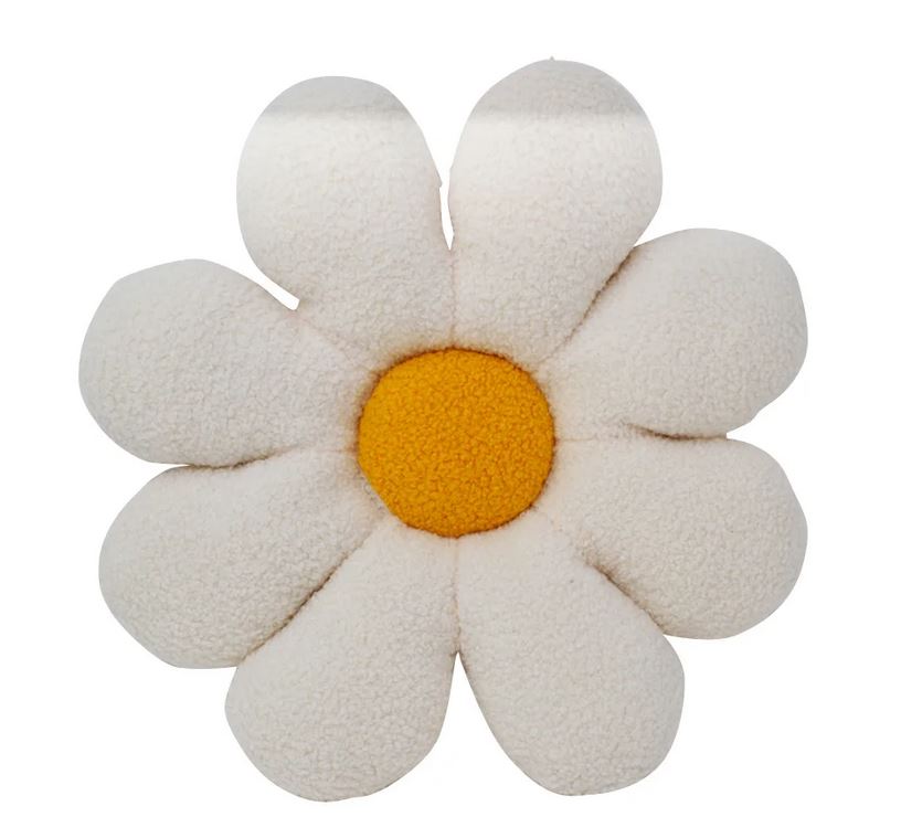 Coussin 40 cm x 40 cm en forme de marguerite blanche