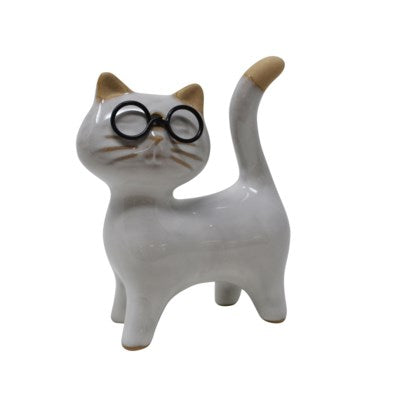 Chat à lunettes 8 cm x 3,5 cm x 9,5 cm