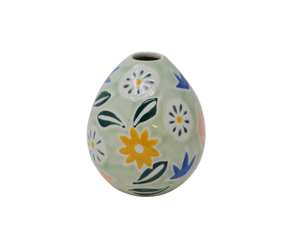 Vase vert à motif fleuri 4 po x 3,5 po