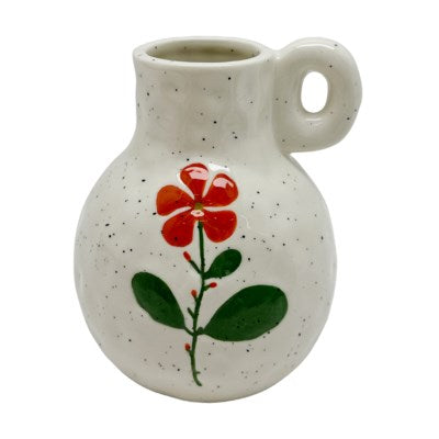 Vase 10,5 cm x 10 cm x 12,5 cm en forme de cruchon avec motif de fleur