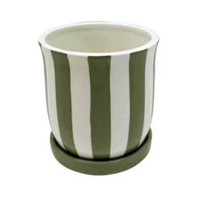 Cache-pot 11,5 cm x 11,5 cm x 12,5 cm rayé vert