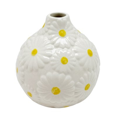 Vase boule 10,5 cm x 10,5 cm x 11,5 cm avec marguerites en relief