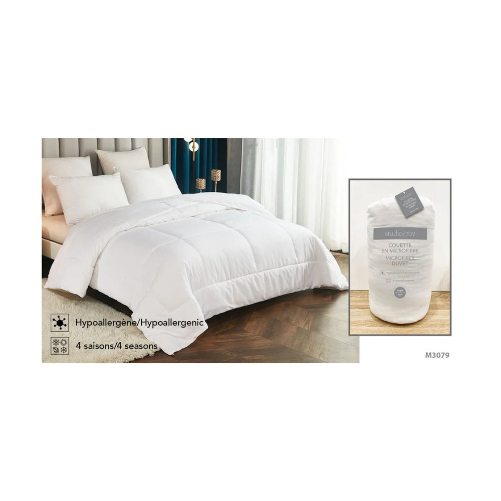 Couette en microfibre synthétique king blanche (4 saisons)