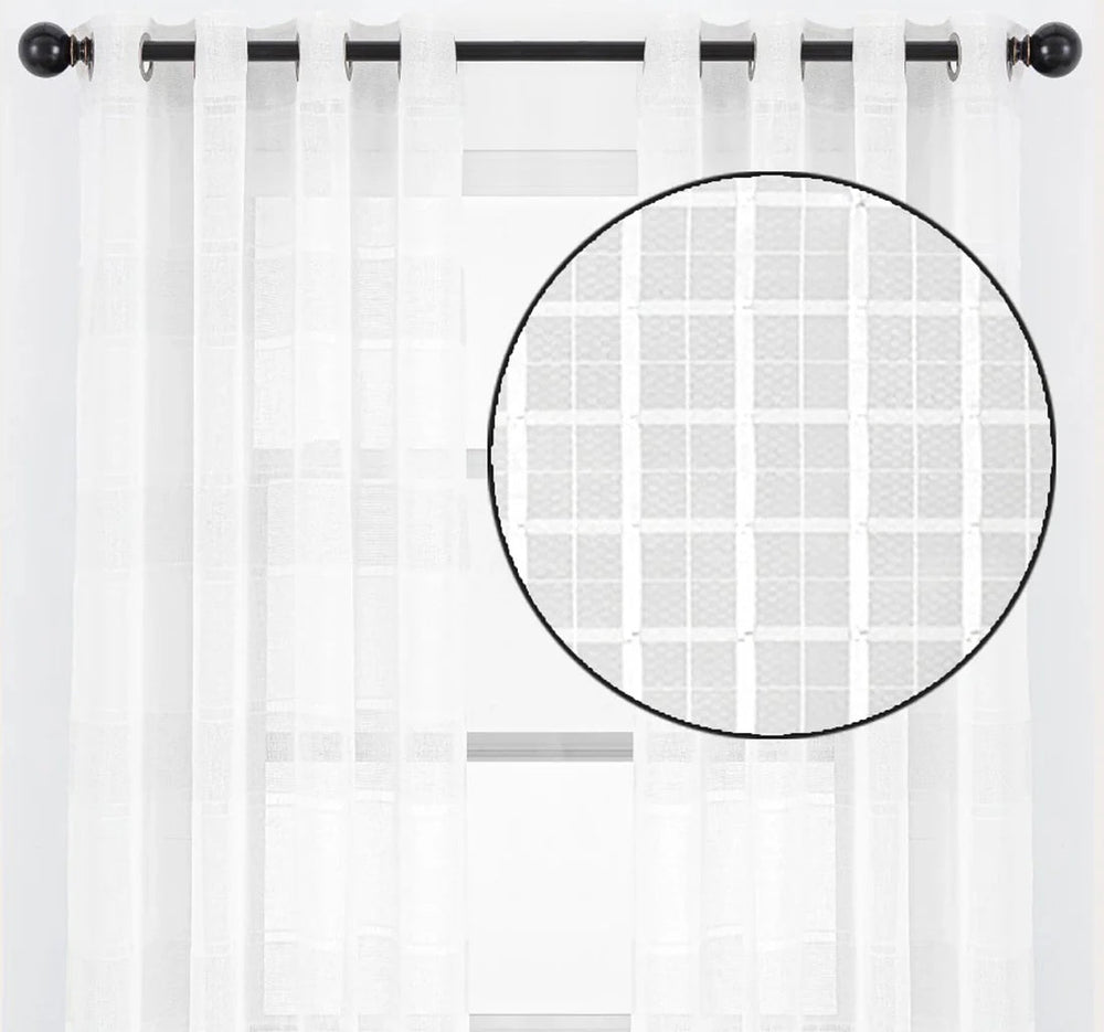 Rideau voilage Iris 54 po x 96 po carreaux blancs