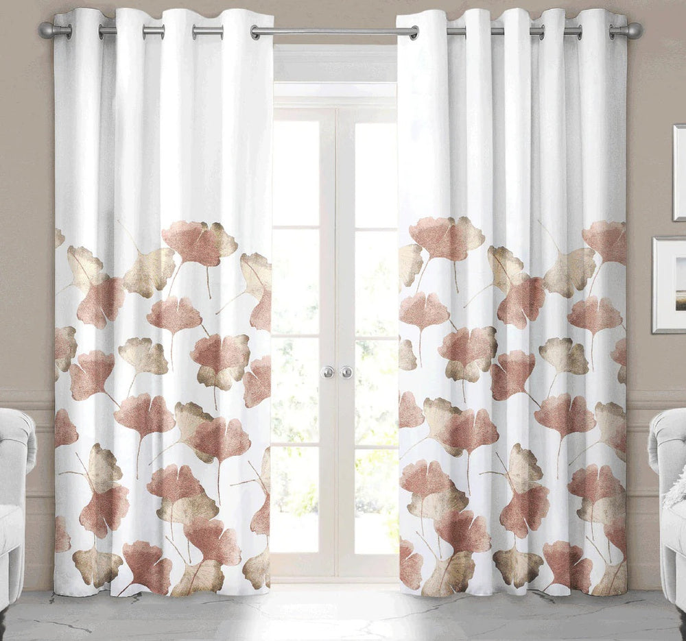 Rideau occultant Tracy 54 po x 96 po blanc avec motif bourgogne