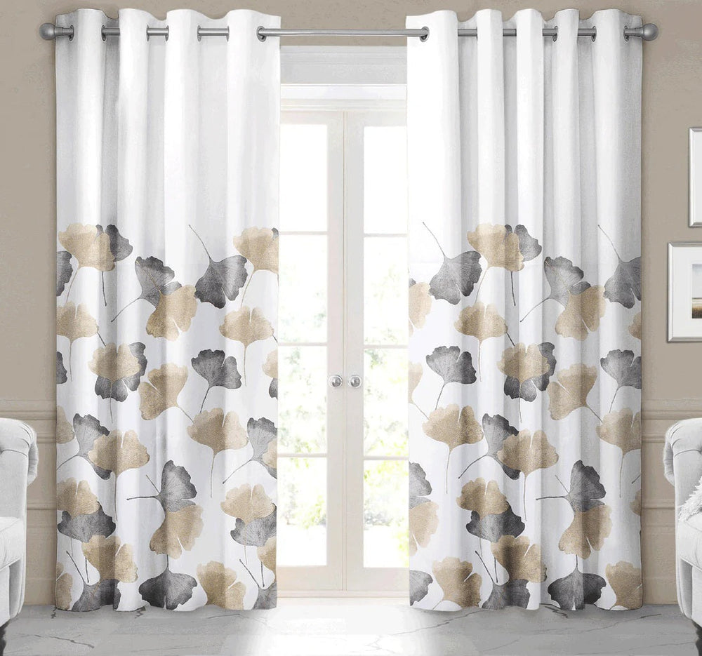 Rideau occultant Tracy 54 po x 96 po blanc avec motif gris
