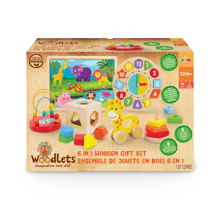 Ensemble de jouets en bois 6 en 1 Woodlets (12 mois et plus)