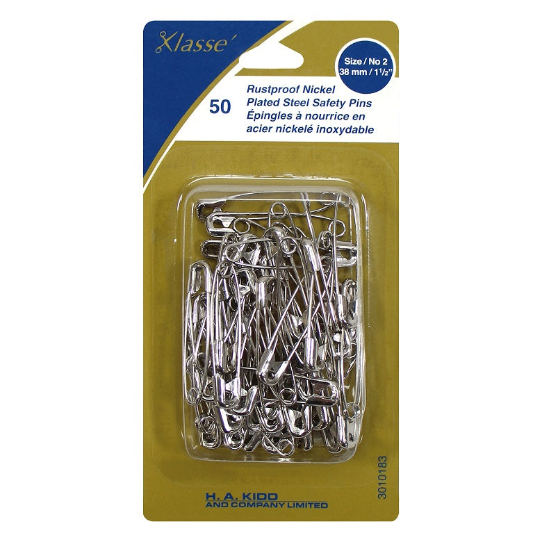 Épingle de sûreté grandeur 2 - 38 mm argent (paquet de 50)