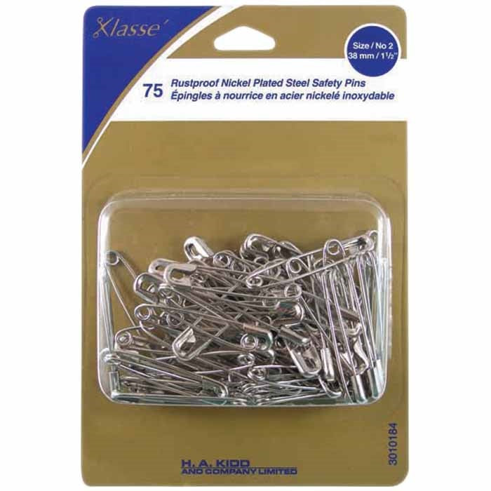 Épingle de sûreté grandeur 2 - 38 mm argent (paquet de 75)