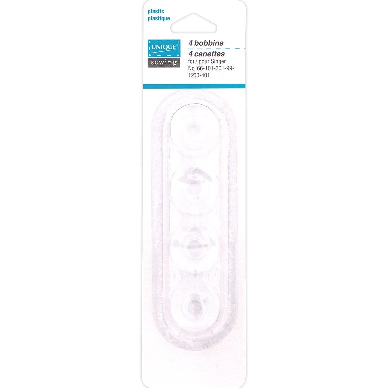 Bobine pour machine à coudre en plastique clair classe 66 (paquet de 4)