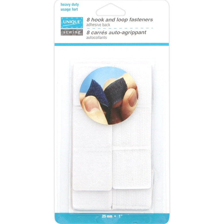 Velcro autocollant en carré 1 po x 1 po blanc (paquet de 8)