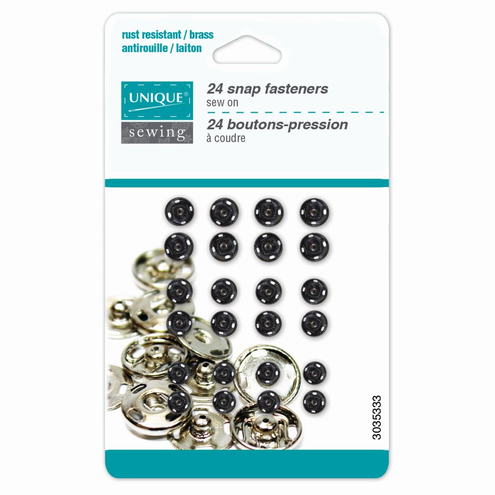 Bouton-pression à coudre 5-7 mm noir (paquet de 24)