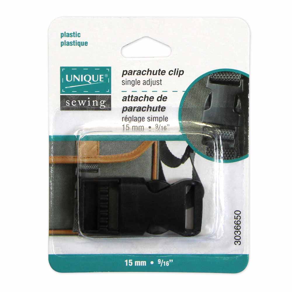 Attache de parachute réglage simple 1,5 cm noir