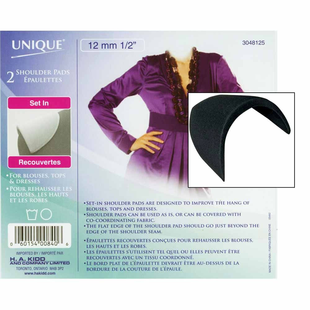 Épaulette recouverte 12 mm noir (paquet de 2)