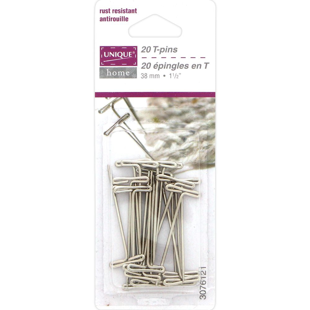 Épingle en T 38 mm argent (paquet de 20)