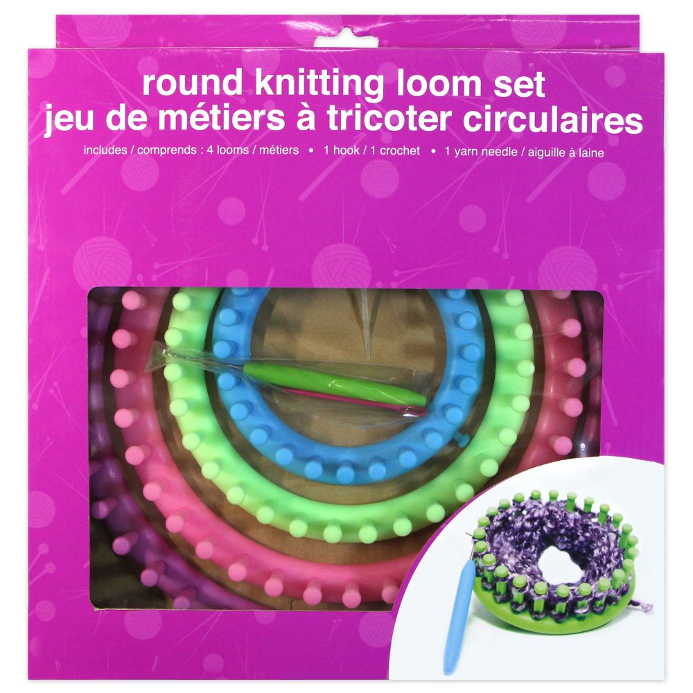 Métier à tricoter circulaire (4 métiers, 1 crochet, 1 aiguille à laine)